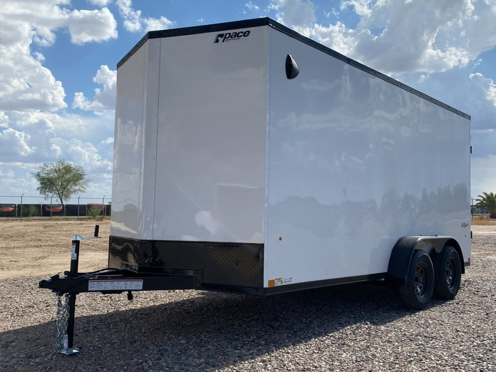 7 x 16 Outback DLX Flat Top V Nose (2) - 3500 lbs Axles - Enclosed - TrailerSwap
