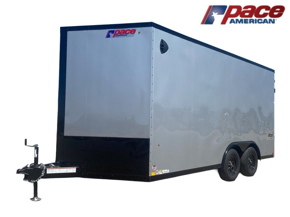 8.5 x 16 Journey SE Flat Top Sloped V Nose Car Hauler (2) 3500 lbs Axles - Enclosed - TrailerSwap