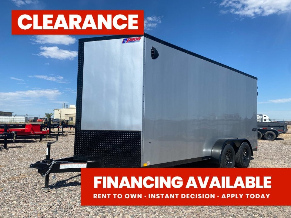 8.5 x 16 Journey SE Flat Top Sloped V Nose Car Hauler (2) 3500 lbs Axles - Enclosed - TrailerSwap