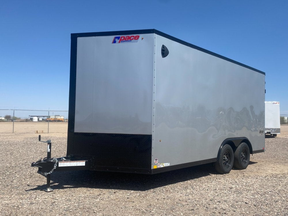 8.5 x 16 Journey SE Flat Top Sloped V Nose Car Hauler (2) 3500 lbs Axles - Enclosed - TrailerSwap