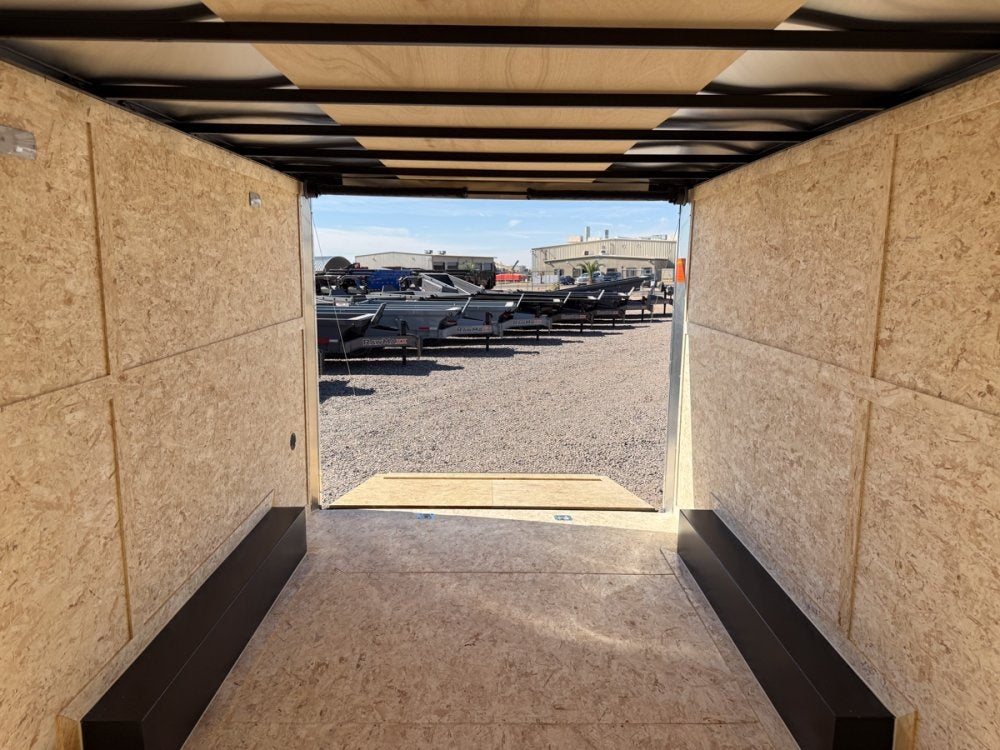 8.5 x 16 Outback DLX Flat Top V Nose Car Hauler (2) - 3500 lbs Axles - Enclosed - TrailerSwap