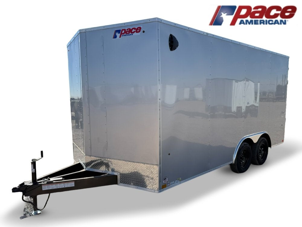 8.5 x 16 Outback DLX Flat Top V Nose Car Hauler (2) - 3500 lbs Axles - Enclosed - TrailerSwap