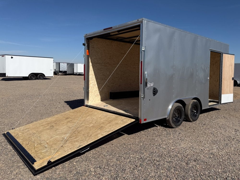 8.5 x 16 Outback DLX Flat Top V Nose Car Hauler (2) - 3500 lbs Axles - Enclosed - TrailerSwap