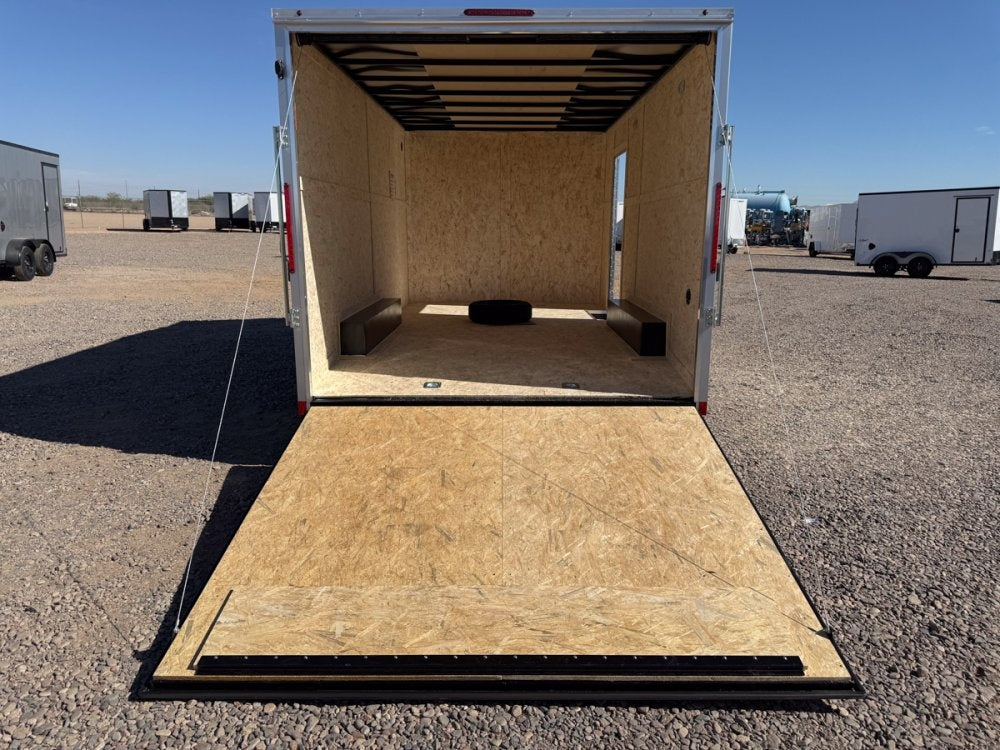 8.5 x 16 Outback DLX Flat Top V Nose Car Hauler (2) - 3500 lbs Axles - Enclosed - TrailerSwap