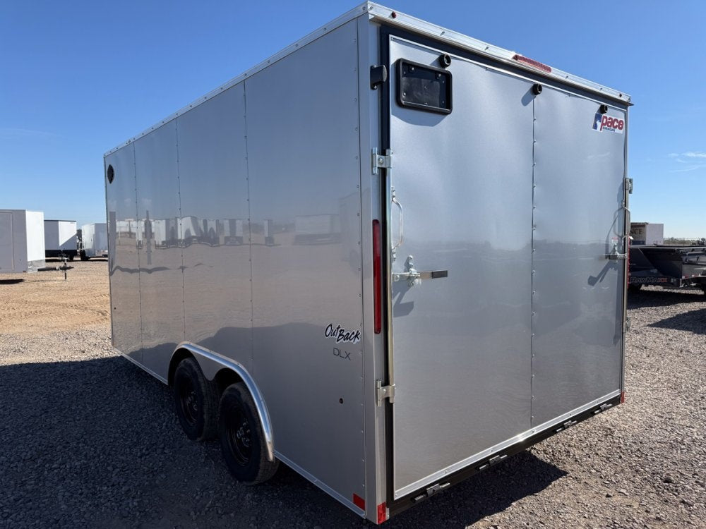 8.5 x 16 Outback DLX Flat Top V Nose Car Hauler (2) - 3500 lbs Axles - Enclosed - TrailerSwap