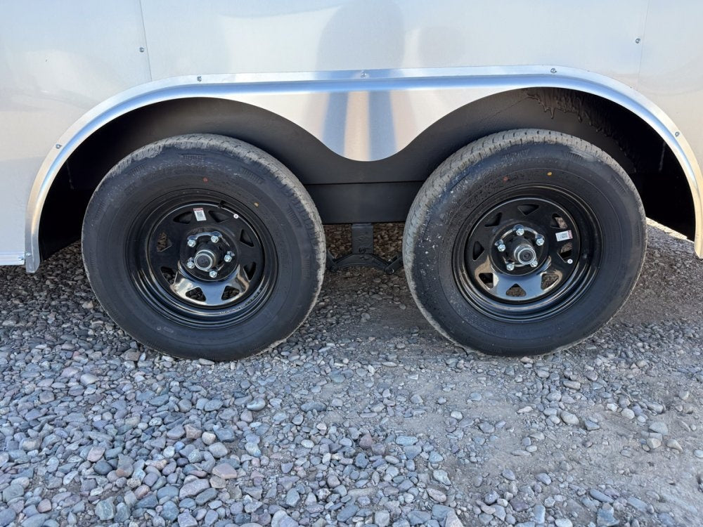8.5 x 16 Outback DLX Flat Top V Nose Car Hauler (2) - 3500 lbs Axles - Enclosed - TrailerSwap