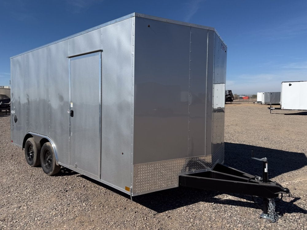 8.5 x 16 Outback DLX Flat Top V Nose Car Hauler (2) - 3500 lbs Axles - Enclosed - TrailerSwap