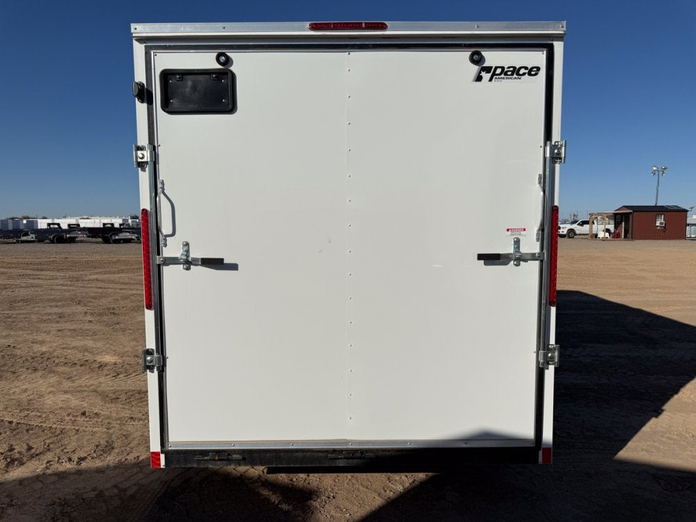 8.5 x 16 Outback DLX Flat Top V Nose Car Hauler (2) - 3500 lbs Axles - Enclosed - TrailerSwap