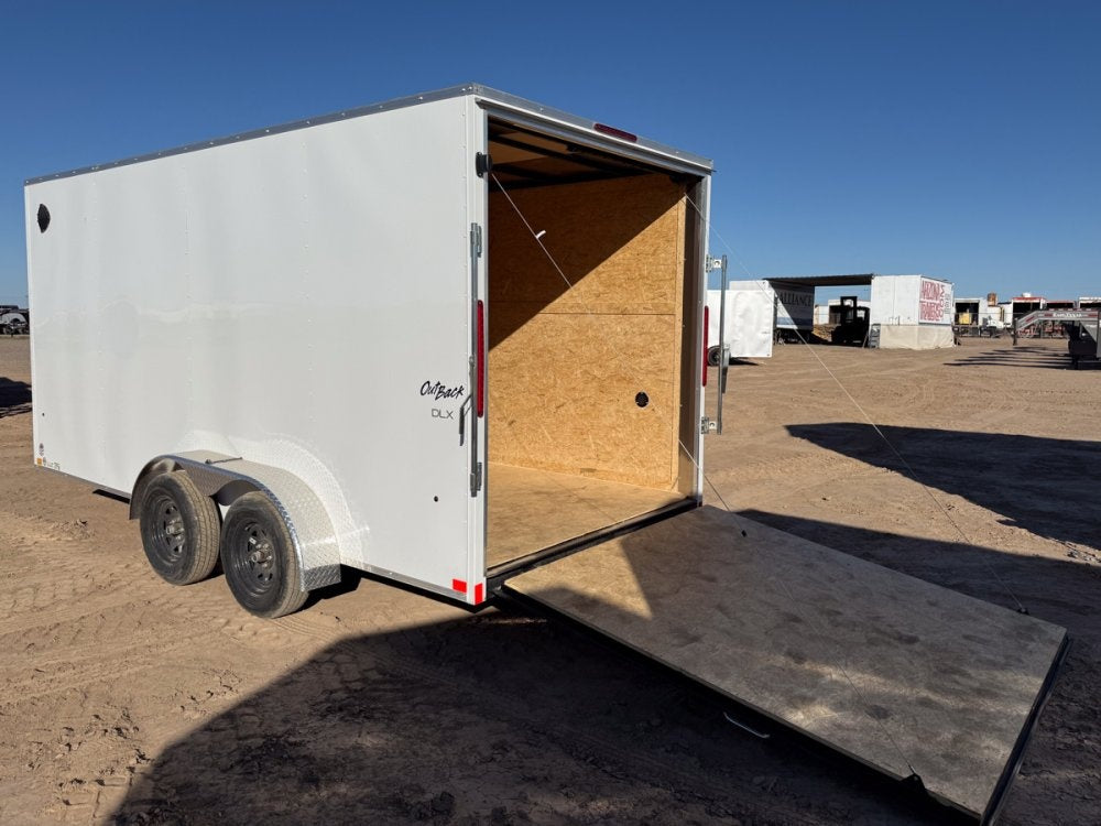 8.5 x 16 Outback DLX Flat Top V Nose Car Hauler (2) - 3500 lbs Axles - Enclosed - TrailerSwap