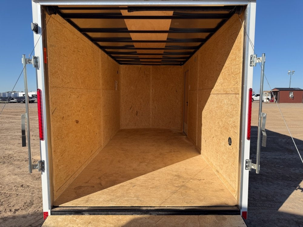 8.5 x 16 Outback DLX Flat Top V Nose Car Hauler (2) - 3500 lbs Axles - Enclosed - TrailerSwap