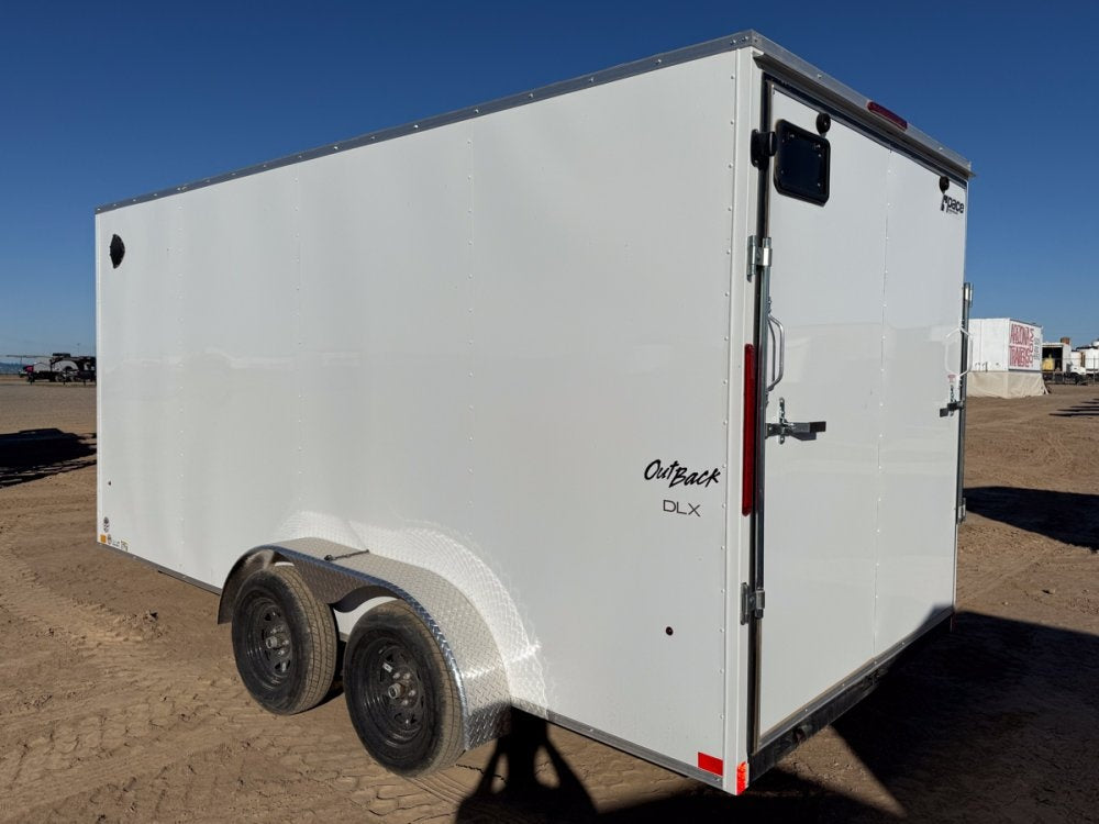 8.5 x 16 Outback DLX Flat Top V Nose Car Hauler (2) - 3500 lbs Axles - Enclosed - TrailerSwap