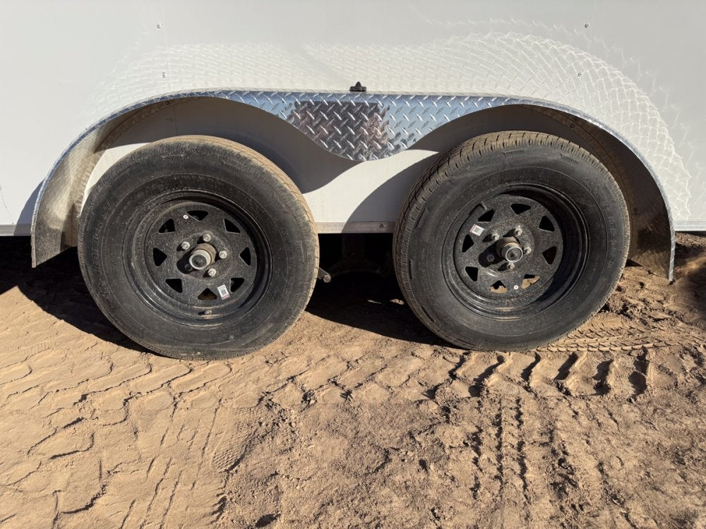 8.5 x 16 Outback DLX Flat Top V Nose Car Hauler (2) - 3500 lbs Axles - Enclosed - TrailerSwap