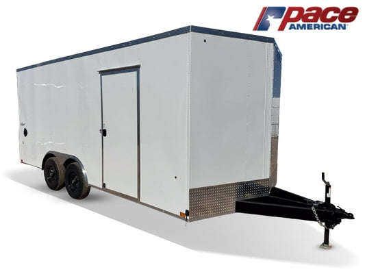 8.5 x 18 Outback DLX Flat Top V Nose Car Hauler - (2) 5200 lbs Axles - Enclosed - TrailerSwap