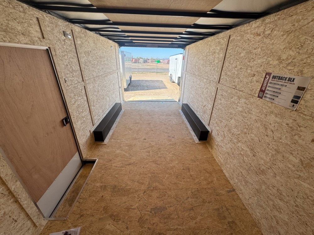 8.5 x 18 Outback DLX Flat Top V Nose Car Hauler - (2) 5200 lbs Axles - Enclosed - TrailerSwap