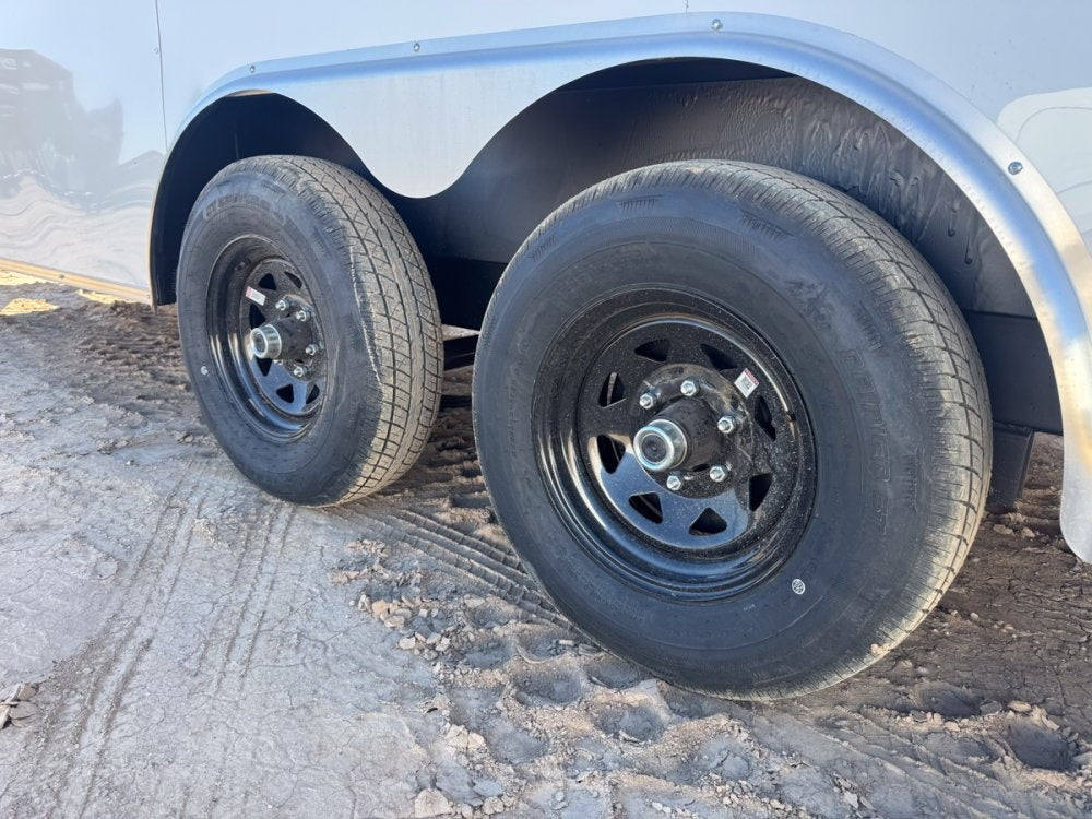8.5 x 18 Outback DLX Flat Top V Nose Car Hauler - (2) 5200 lbs Axles - Enclosed - TrailerSwap