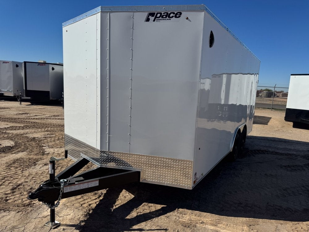 8.5 x 18 Outback DLX Flat Top V Nose Car Hauler - (2) 5200 lbs Axles - Enclosed - TrailerSwap