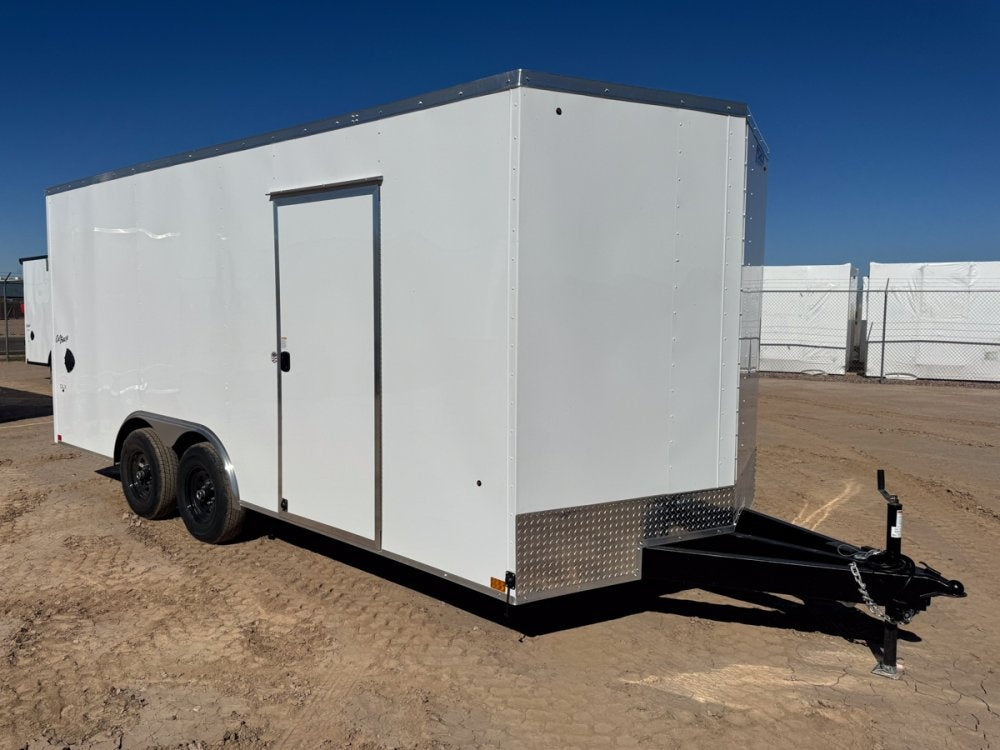 8.5 x 18 Outback DLX Flat Top V Nose Car Hauler - (2) 5200 lbs Axles - Enclosed - TrailerSwap