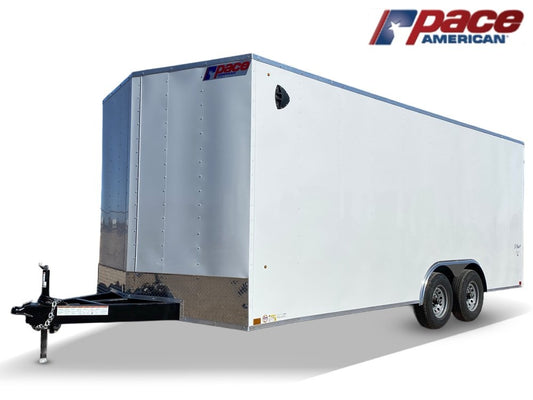 8.5 x 20 DX 10K Flat Top Sloped V Nose Car Hauler (2) - 5200 lb Axles - Enclosed - TrailerSwap