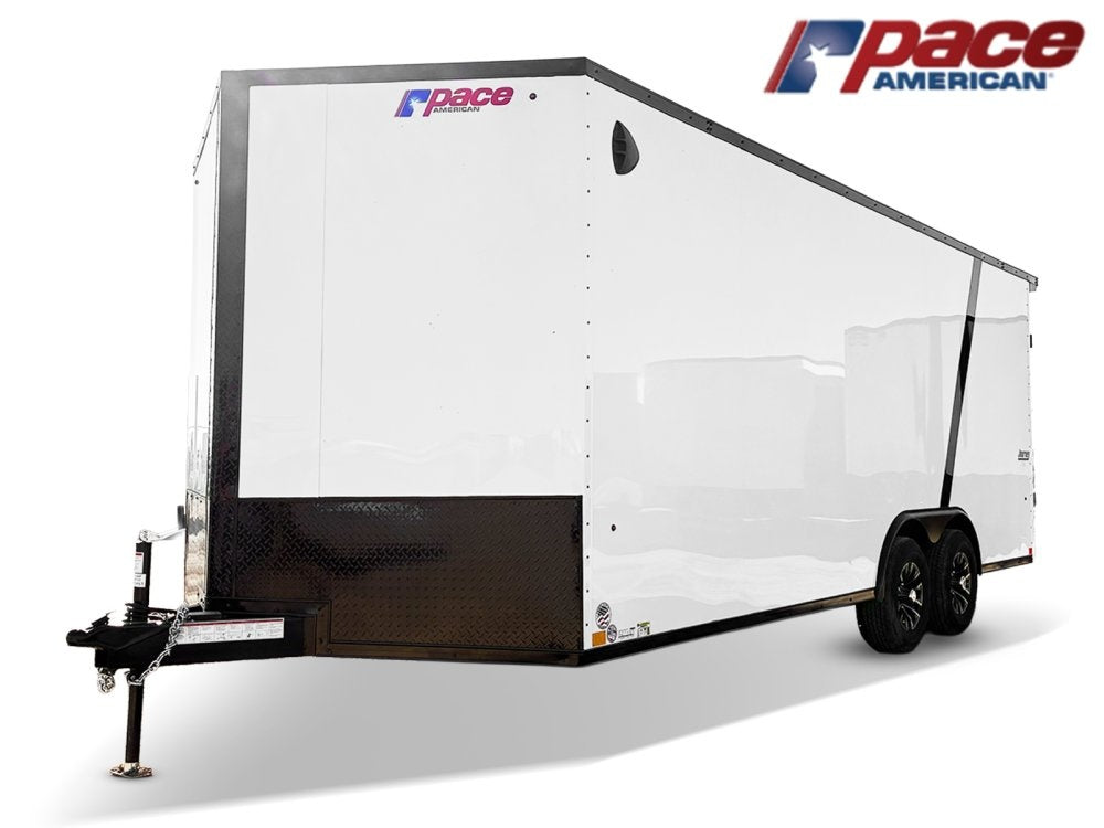 8.5 x 20 Journey SE Flat Top Sloped V Nose Car Hauler (2) 5200 lbs Axles - Enclosed - TrailerSwap