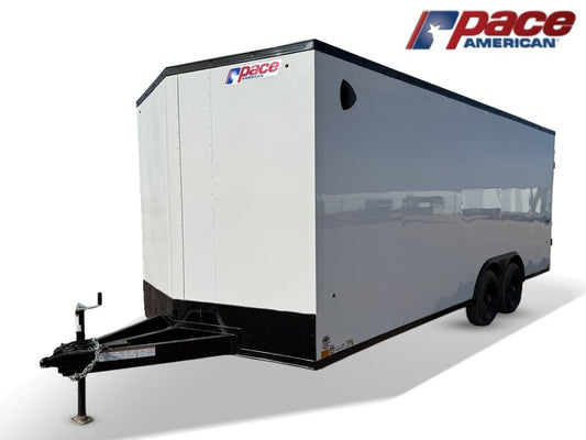 8.5 x 20 Outback DLX Flat Top V Nose Car Hauler (2) - 5200 lbs Axles - Enclosed - TrailerSwap