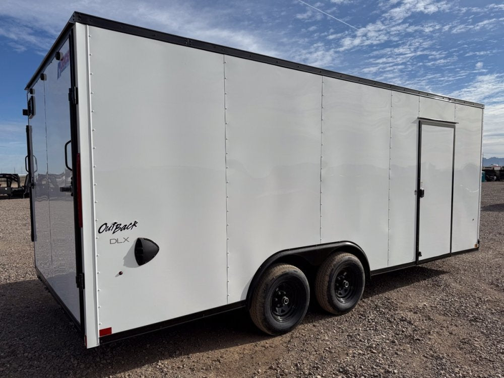 8.5 x 20 Outback DLX Flat Top V Nose Car Hauler (2) - 5200 lbs Axles - Enclosed - TrailerSwap