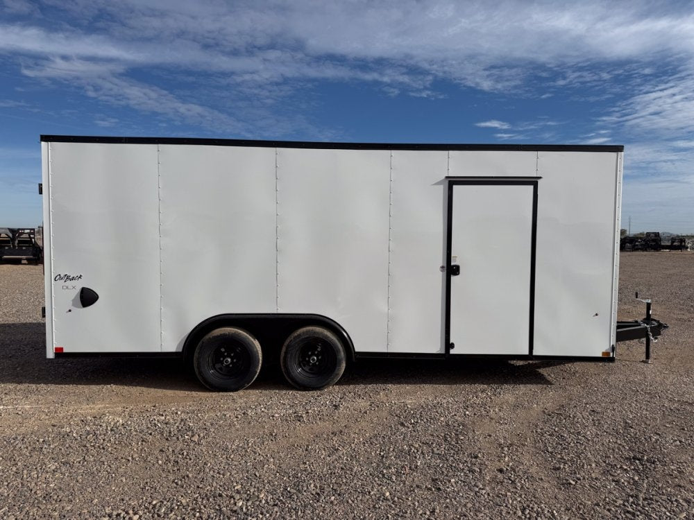 8.5 x 20 Outback DLX Flat Top V Nose Car Hauler (2) - 5200 lbs Axles - Enclosed - TrailerSwap