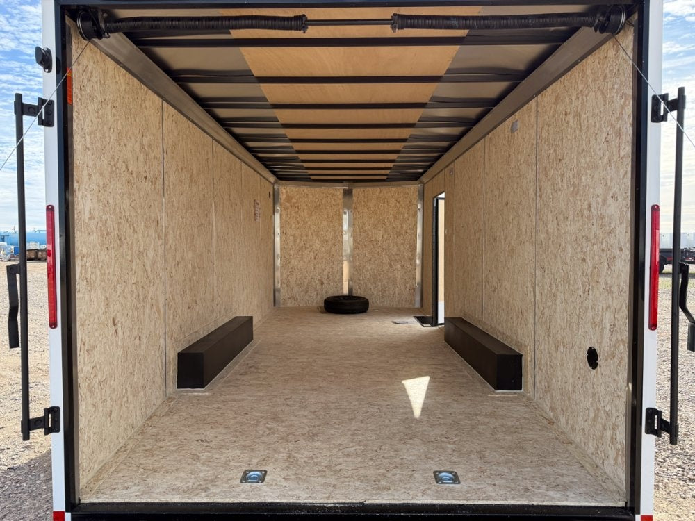 8.5 x 20 Outback DLX Flat Top V Nose Car Hauler (2) - 5200 lbs Axles - Enclosed - TrailerSwap