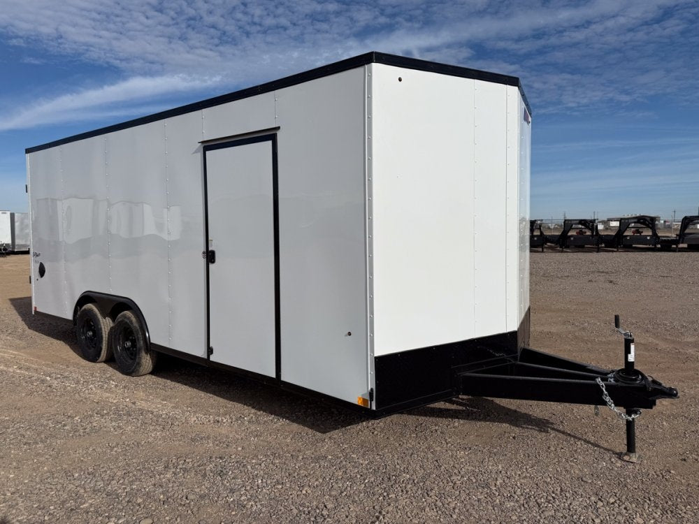 8.5 x 20 Outback DLX Flat Top V Nose Car Hauler (2) - 5200 lbs Axles - Enclosed - TrailerSwap