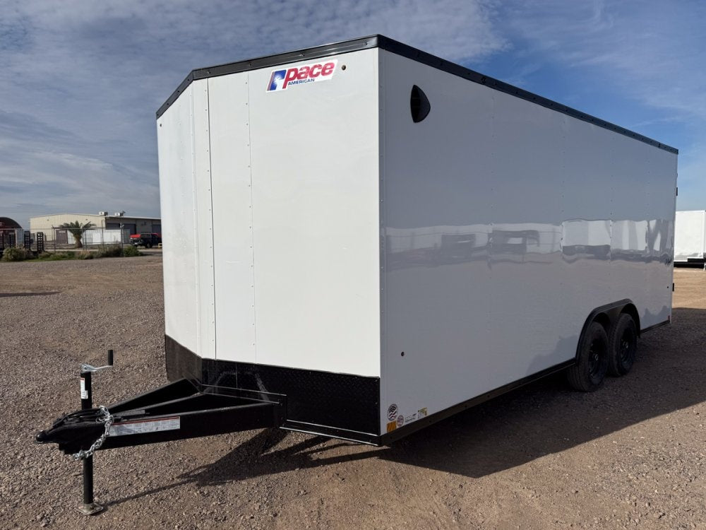 8.5 x 20 Outback DLX Flat Top V Nose Car Hauler (2) - 5200 lbs Axles - Enclosed - TrailerSwap