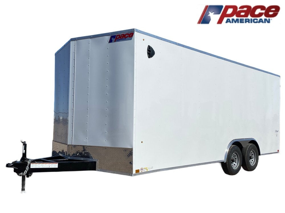 8.5 x 20 Outback DLX Flat Top V Nose Car Hauler (2) - 5200 lbs Axles - Enclosed - Fuel Tank Trailer - TrailerSwap