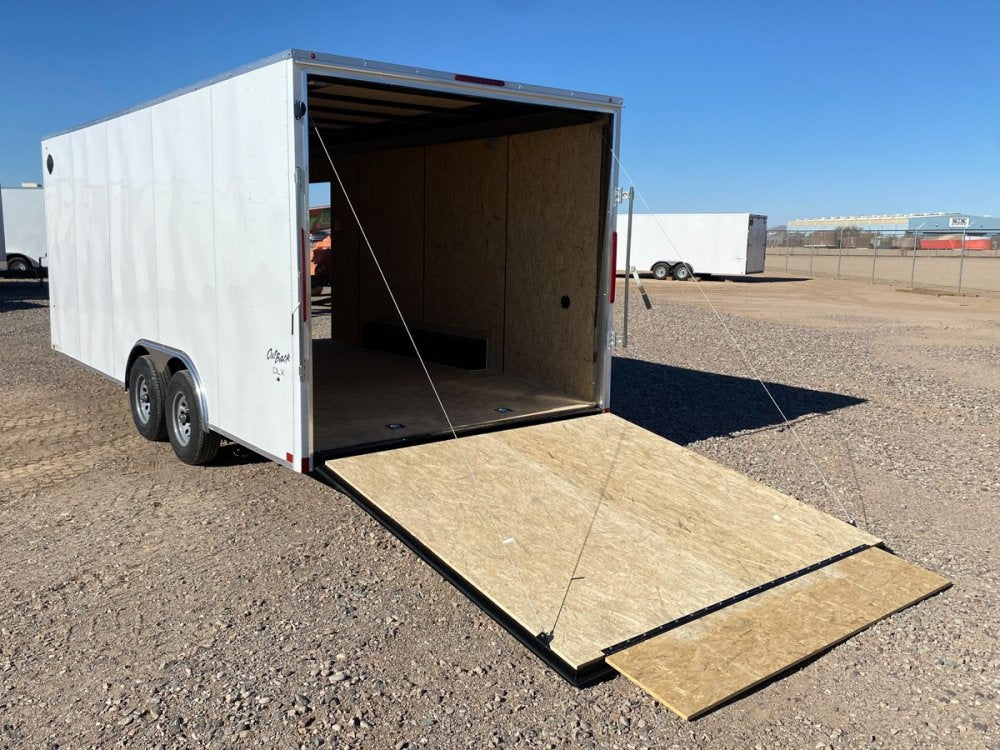 8.5 x 20 Outback DLX Flat Top V Nose Car Hauler (2) - 5200 lbs Axles - Enclosed - Fuel Tank Trailer - TrailerSwap
