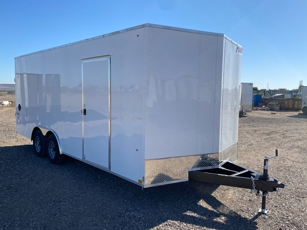 8.5 x 20 Outback DLX Flat Top V Nose Car Hauler (2) - 5200 lbs Axles - Enclosed - Fuel Tank Trailer - TrailerSwap
