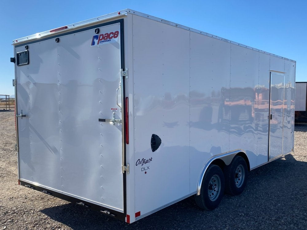 8.5 x 20 Outback DLX Flat Top V Nose Car Hauler (2) - 5200 lbs Axles - Enclosed - Fuel Tank Trailer - TrailerSwap