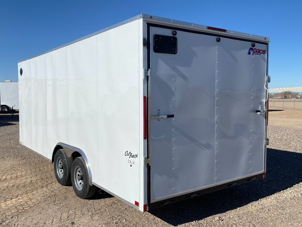 8.5 x 20 Outback DLX Flat Top V Nose Car Hauler (2) - 5200 lbs Axles - Enclosed - Fuel Tank Trailer - TrailerSwap