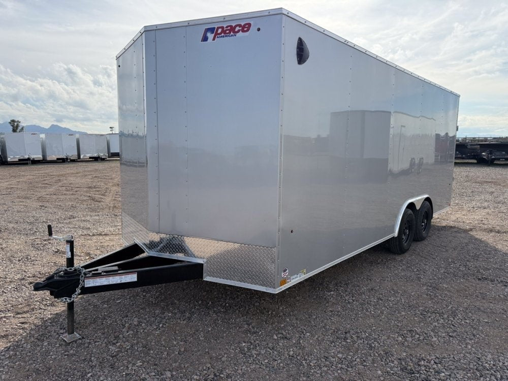 8.5 x 20 Outback DLX Flat Top V Nose Car Hauler (2) - 5200 lbs Axles - Enclosed - TrailerSwap