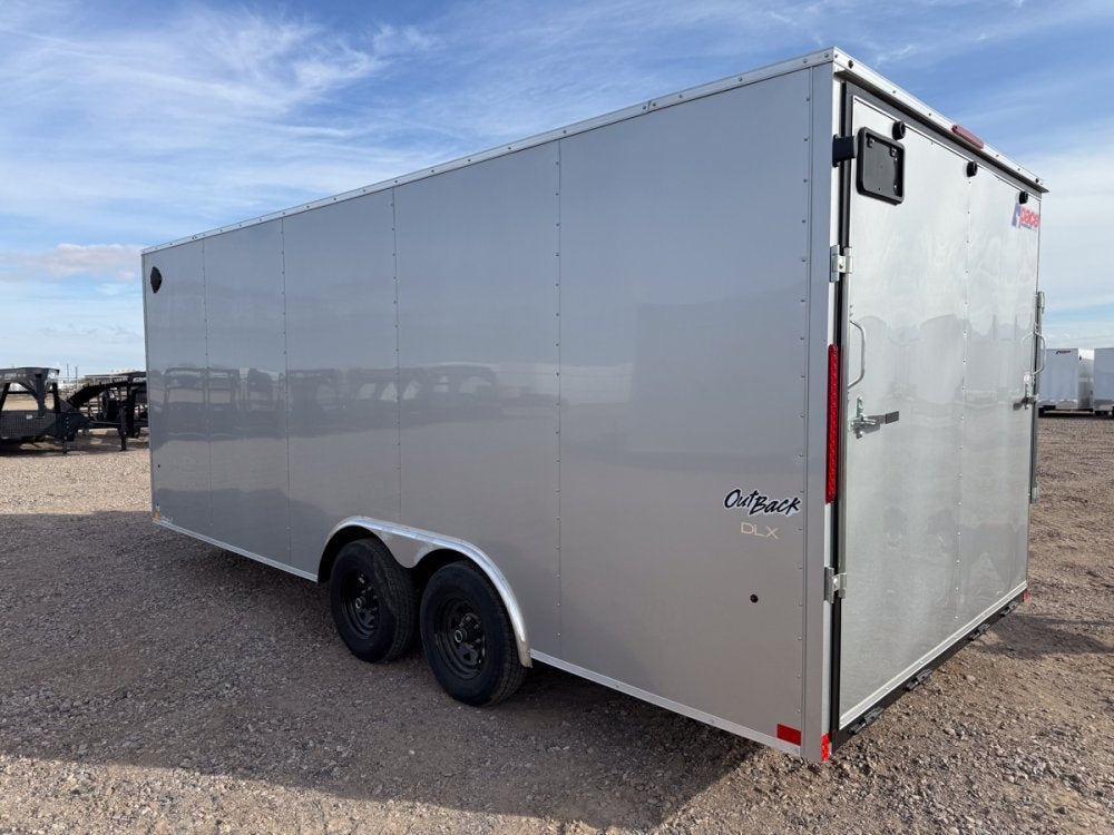 8.5 x 20 Outback DLX Flat Top V Nose Car Hauler (2) - 5200 lbs Axles - Enclosed - TrailerSwap