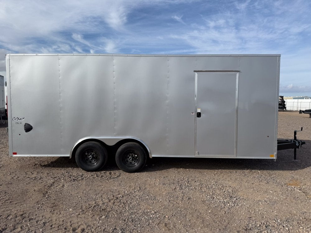 8.5 x 20 Outback DLX Flat Top V Nose Car Hauler (2) - 5200 lbs Axles - Enclosed - TrailerSwap