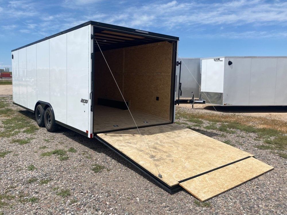 8.5 x 24 Journey SE Flat Top Sloped V Nose Car Hauler (2) 5200 lbs Axles - Enclosed - TrailerSwap