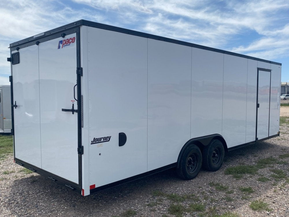 8.5 x 24 Journey SE Flat Top Sloped V Nose Car Hauler (2) 5200 lbs Axles - Enclosed - TrailerSwap