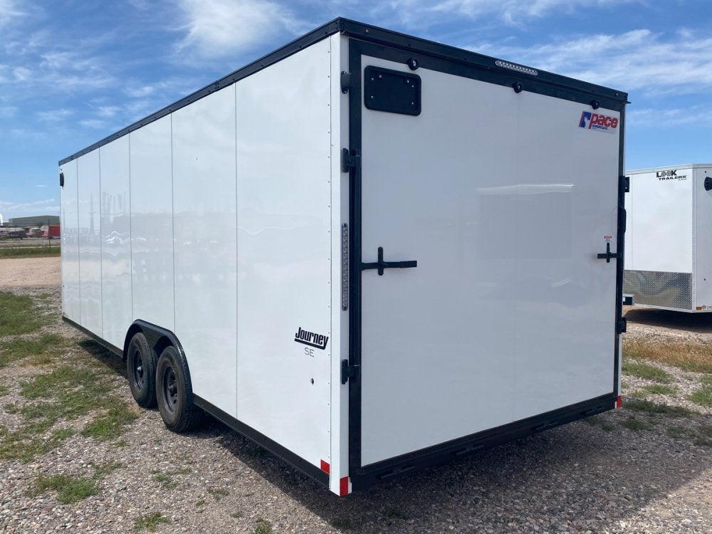 8.5 x 24 Journey SE Flat Top Sloped V Nose Car Hauler (2) 5200 lbs Axles - Enclosed - TrailerSwap