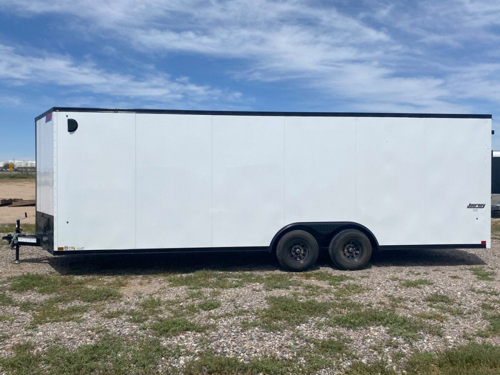8.5 x 24 Journey SE Flat Top Sloped V Nose Car Hauler (2) 5200 lbs Axles - Enclosed - TrailerSwap