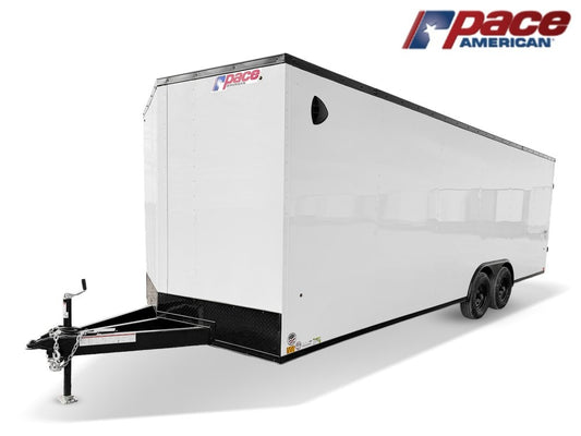 8.5 x 24 Outback DLX Flat Top V Nose Car Hauler (2) - 5200 lbs Axles - Enclosed - TrailerSwap