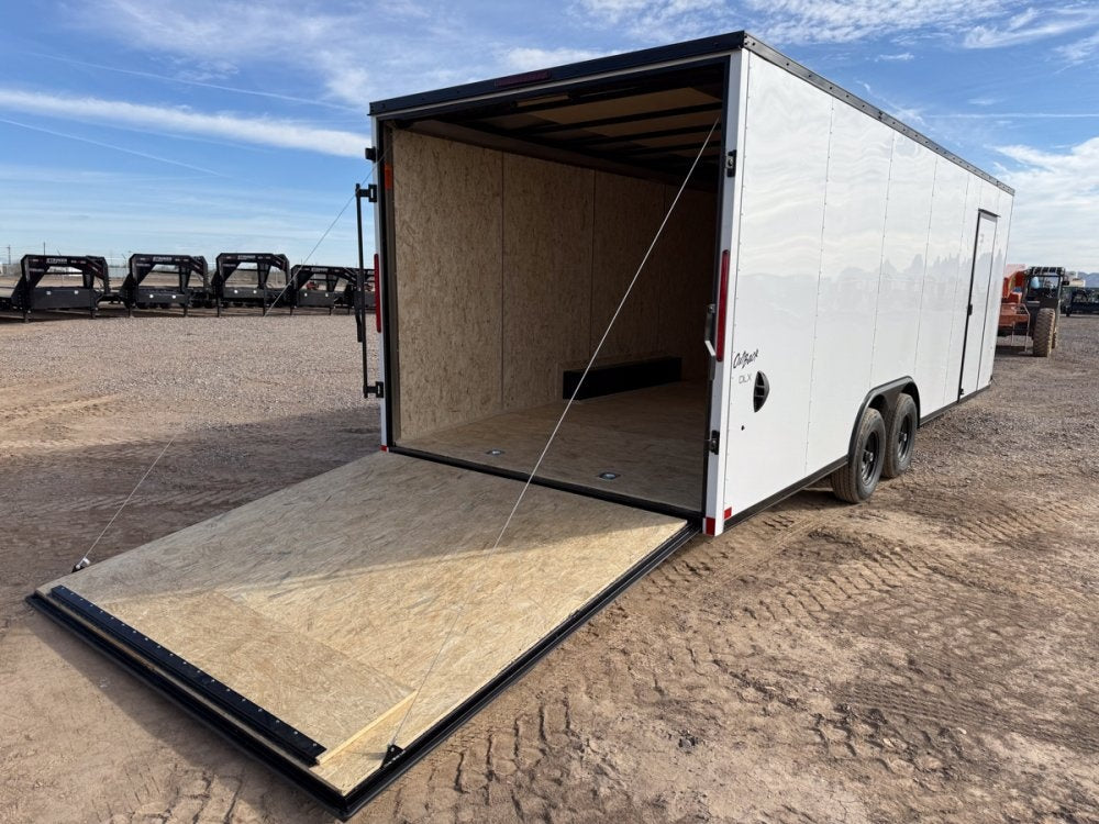 8.5 x 24 Outback DLX Flat Top V Nose Car Hauler (2) - 5200 lbs Axles - Enclosed - TrailerSwap