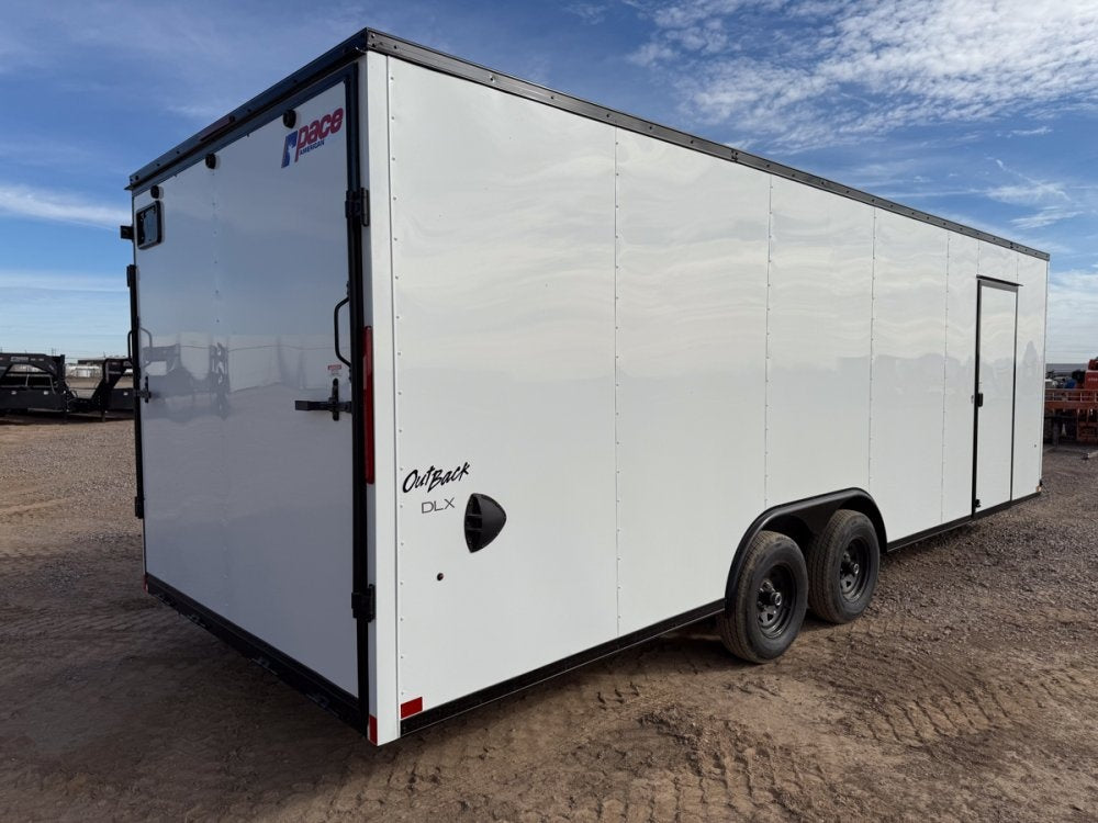 8.5 x 24 Outback DLX Flat Top V Nose Car Hauler (2) - 5200 lbs Axles - Enclosed - TrailerSwap