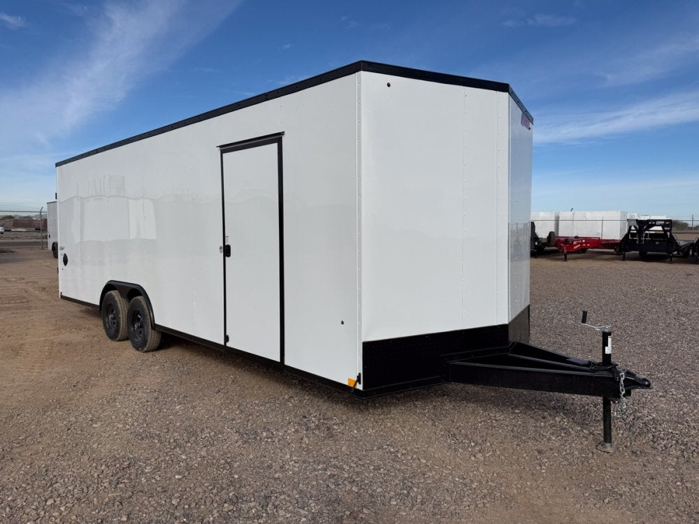 8.5 x 24 Outback DLX Flat Top V Nose Car Hauler (2) - 5200 lbs Axles - Enclosed - TrailerSwap