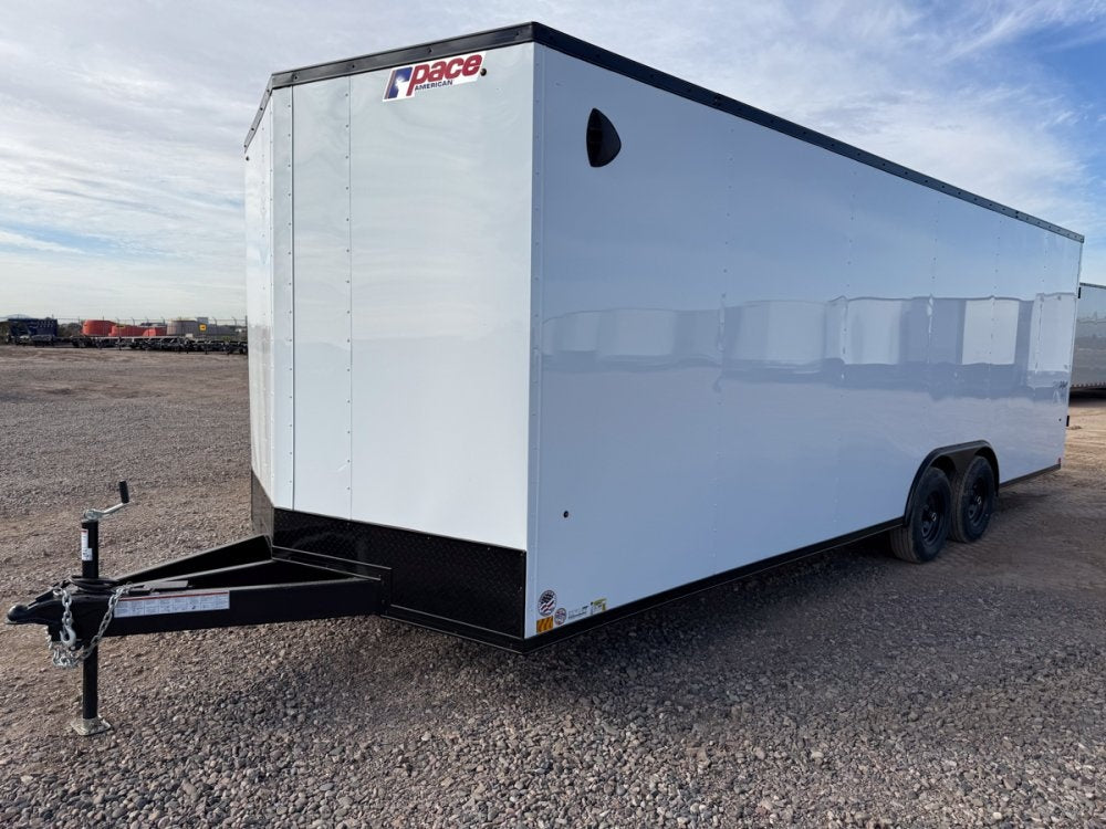 8.5 x 24 Outback DLX Flat Top V Nose Car Hauler (2) - 5200 lbs Axles - Enclosed - TrailerSwap