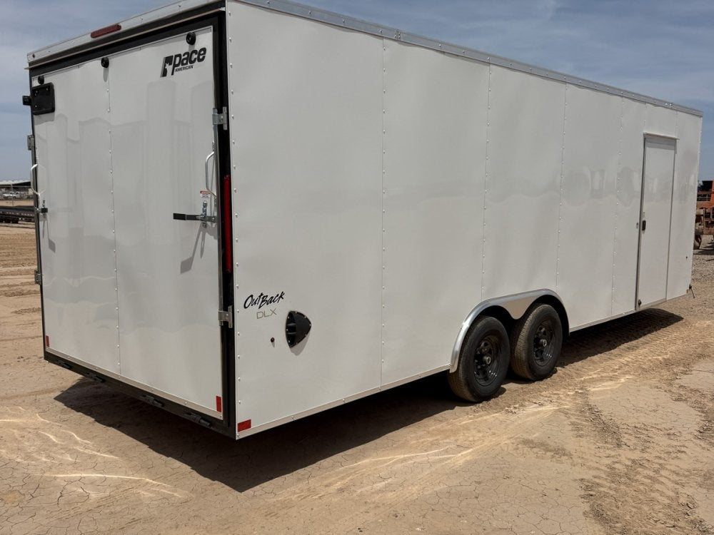 8.5 x 24 Outback DLX Flat Top V Nose Car Hauler (2) - 5200 lbs Axles - Enclosed - TrailerSwap