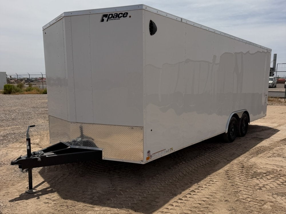 8.5 x 24 Outback DLX Flat Top V Nose Car Hauler (2) - 5200 lbs Axles - Enclosed - TrailerSwap