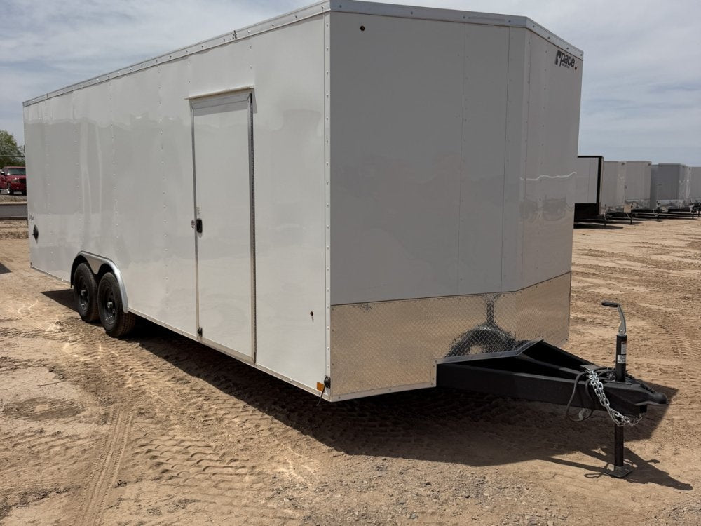 8.5 x 24 Outback DLX Flat Top V Nose Car Hauler (2) - 5200 lbs Axles - Enclosed - TrailerSwap