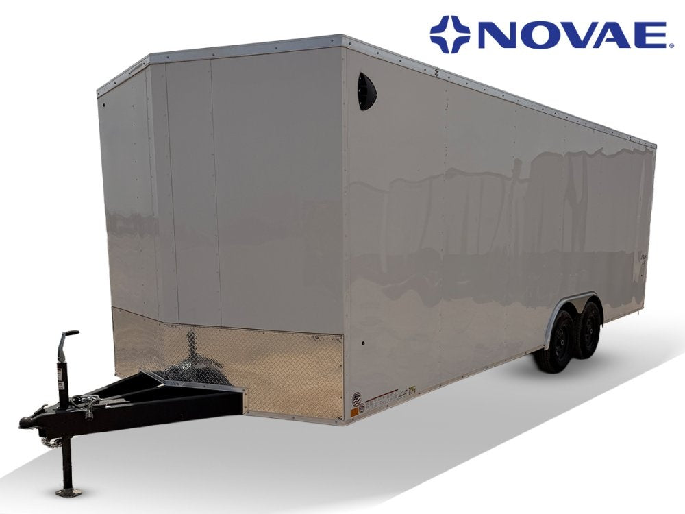 8.5 x 24 Outback DLX Flat Top V Nose Car Hauler (2) - 5200 lbs Axles - Enclosed - TrailerSwap